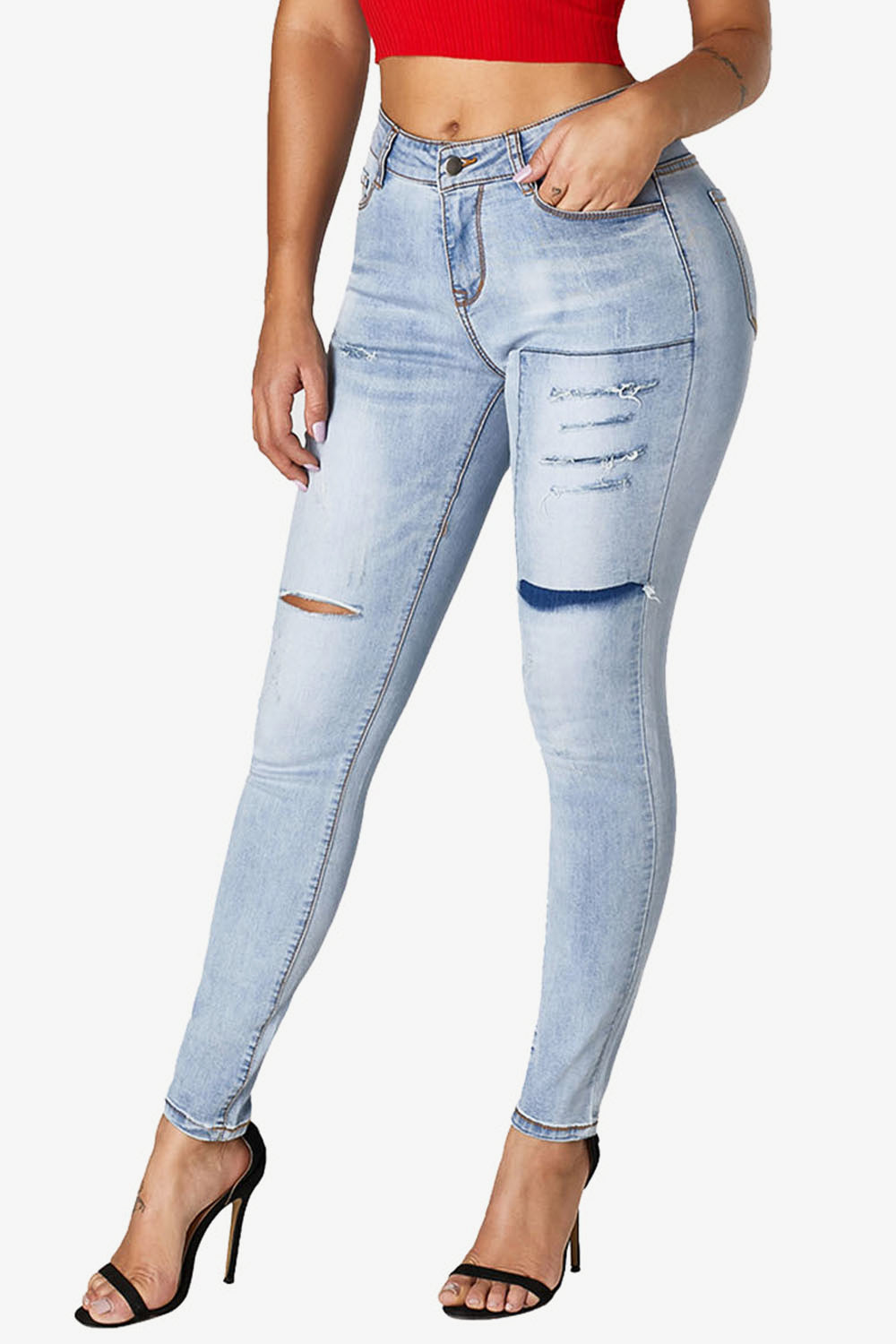 BLUE Acid Wash Ripped Skinny Jeans - women's jeans at TFC&H Co.