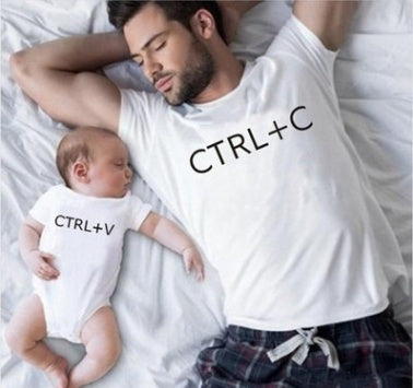 onesie white - Mommy and Me or Daddy and Me Crtl C and V T-shirts For Men, Women and Infant - unisex t-shirt at TFC&H Co.