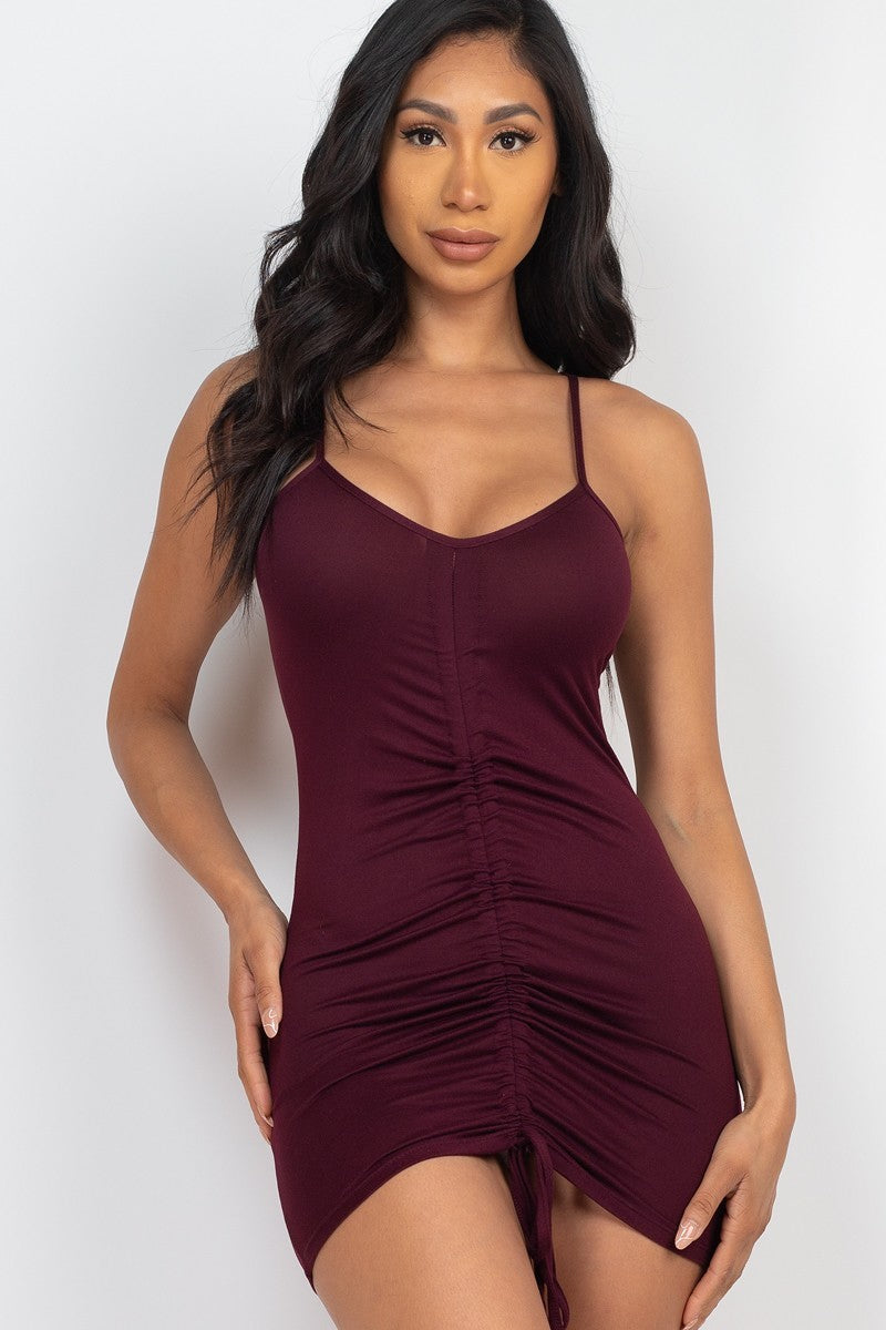 WINE TASTING Adjustable Ruched Front Detail Mini Dress - Ships from The US - women's dress at TFC&H Co.