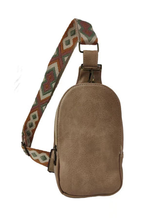 KHAKI ONE SIZE - Adjustable Strap PU Leather Sling Bag - handbag at TFC&H Co.