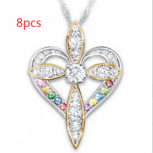 Love heart shaped cross 8PCS Fashion Love Heart Shaped Cross Pendant - necklace at TFC&H Co.