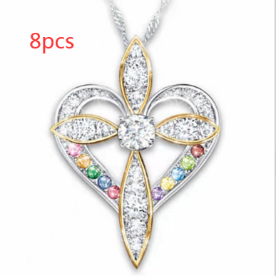 Love heart shaped cross 8PCS - Fashion Love Heart Shaped Cross Pendant - necklace at TFC&H Co.