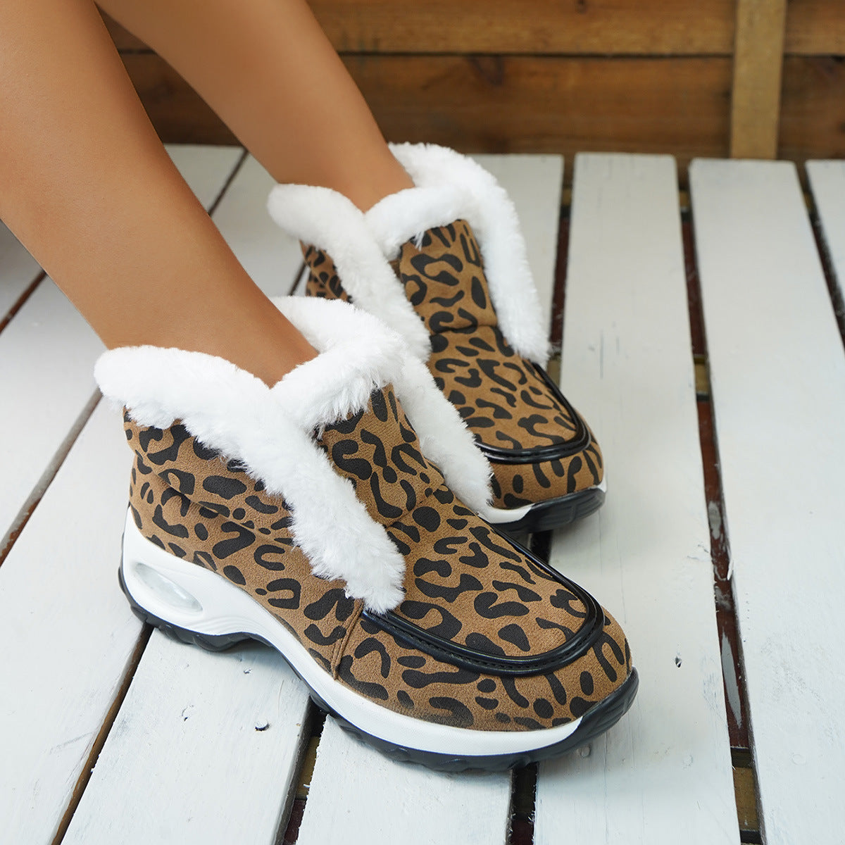 Leopard Air-Cushion Sole Snow Boots - women's boot at TFC&H Co.