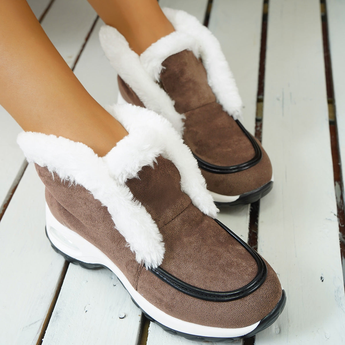 Khaki Size36 (US5) Air-Cushion Sole Snow Boots - women's boot at TFC&H Co.