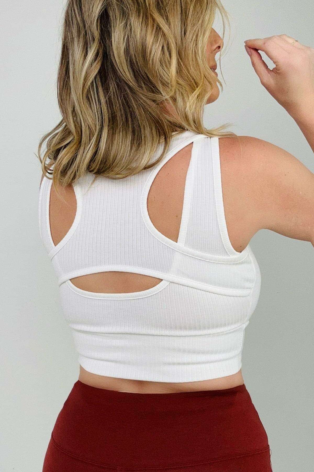 "Alex" White Birch Sleeveless Ribbed Knit Bralette - Ships from The US - Tank Tops & Camis at TFC&H Co.
