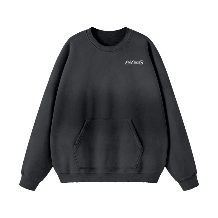 Black AM&IS Streetwear Unisex Gradient Washed Effect Pullover - unisex sweatshirts at TFC&H Co.