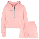 light pink AM&IS Women’s Cropped Hoodie & Jogger Short Outfit Set - Women’s Cropped Hoodie & Jogger Short Set at TFC&H Co.
