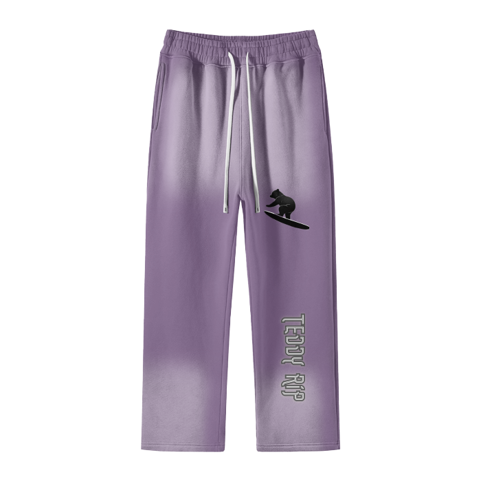 Dark Purple Teddy Rip Streetwear Unisex Colored Gradient Washed Effect Pants - unisex pants at TFC&H Co.