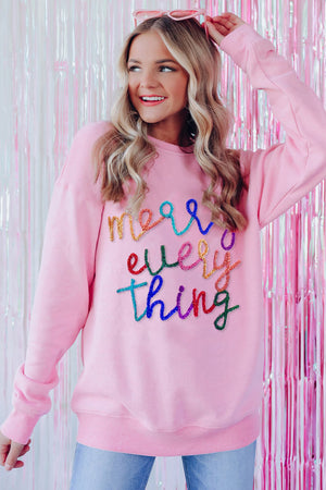 Peach Blossom - Merry every Thing M 100%Polyester - Holly Jolly Round Neck, or Merry & Bright Christmas Sweater, or Other various Fall & Christmas Themed Sweaters - womens sweater at TFC&H Co.