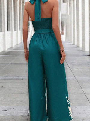 - Belted Halter Backless Jumpsuit For Women - womens jumpsuit at TFC&H Co.