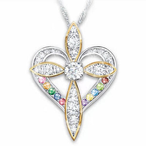 Fashion Love Heart Shaped Cross Pendant - necklace at TFC&H Co.