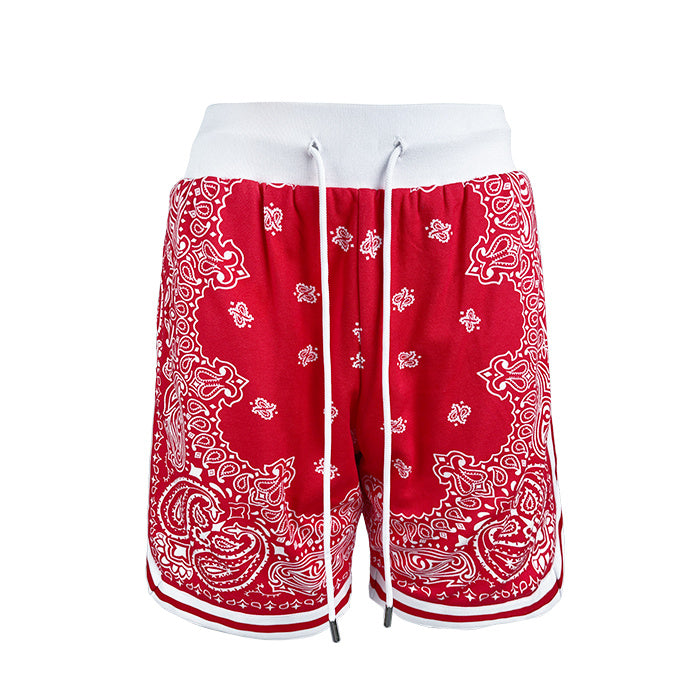 Red - Cashew Flower Paisley Casual Loose Sports Basketball Shorts For Men - mens shorts at TFC&H Co.