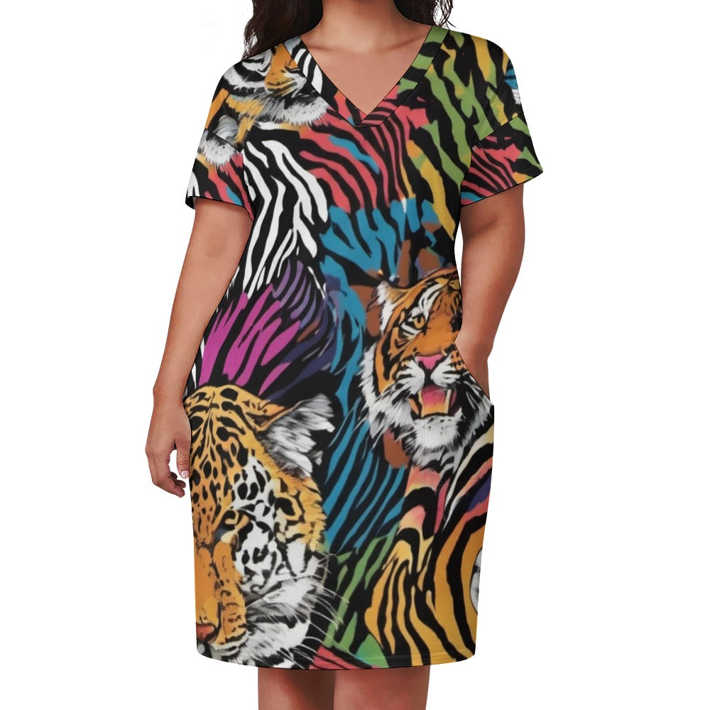 - Animal Wild Face Loose Pocket Dress - womens dress at TFC&H Co.
