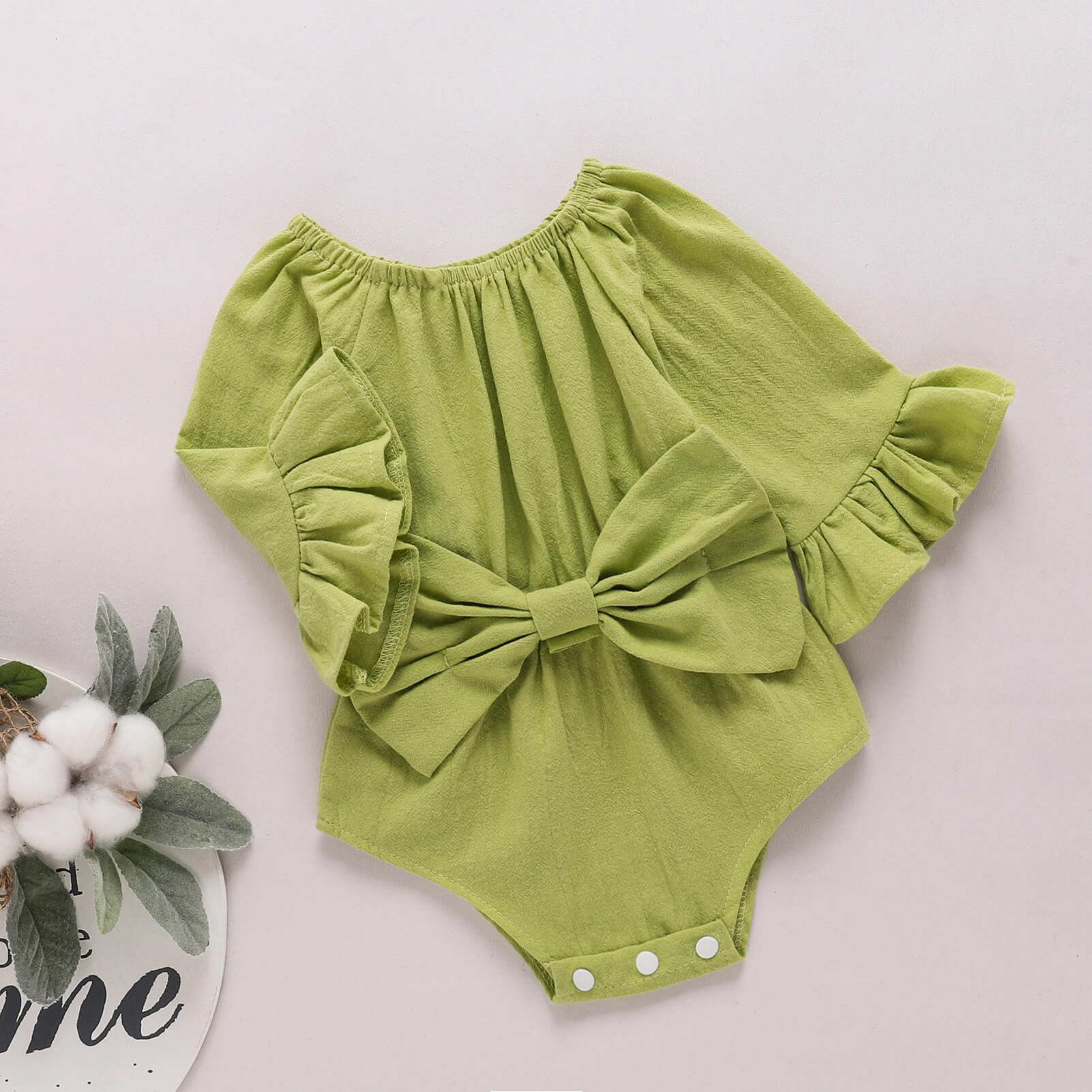 - Baby Girl Bow Detail Flounce Sleeve Bodysuit - infant onesie at TFC&H Co.