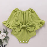 LIME - Baby Girl Bow Detail Flounce Sleeve Bodysuit - infant onesie at TFC&H Co.
