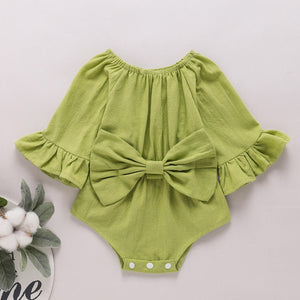 LIME - Baby Girl Bow Detail Flounce Sleeve Bodysuit - infant onesie at TFC&H Co.