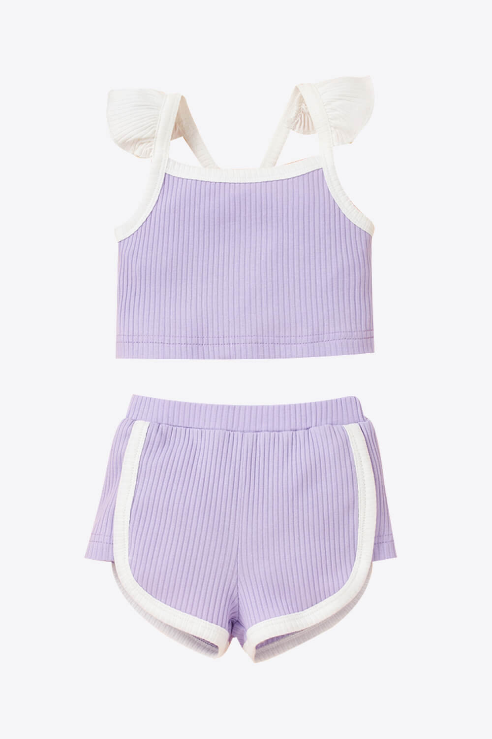 Baby Girl Contrast Trim Ribbed Cami and Shorts Set - baby & toddler's short set at TFC&H Co.