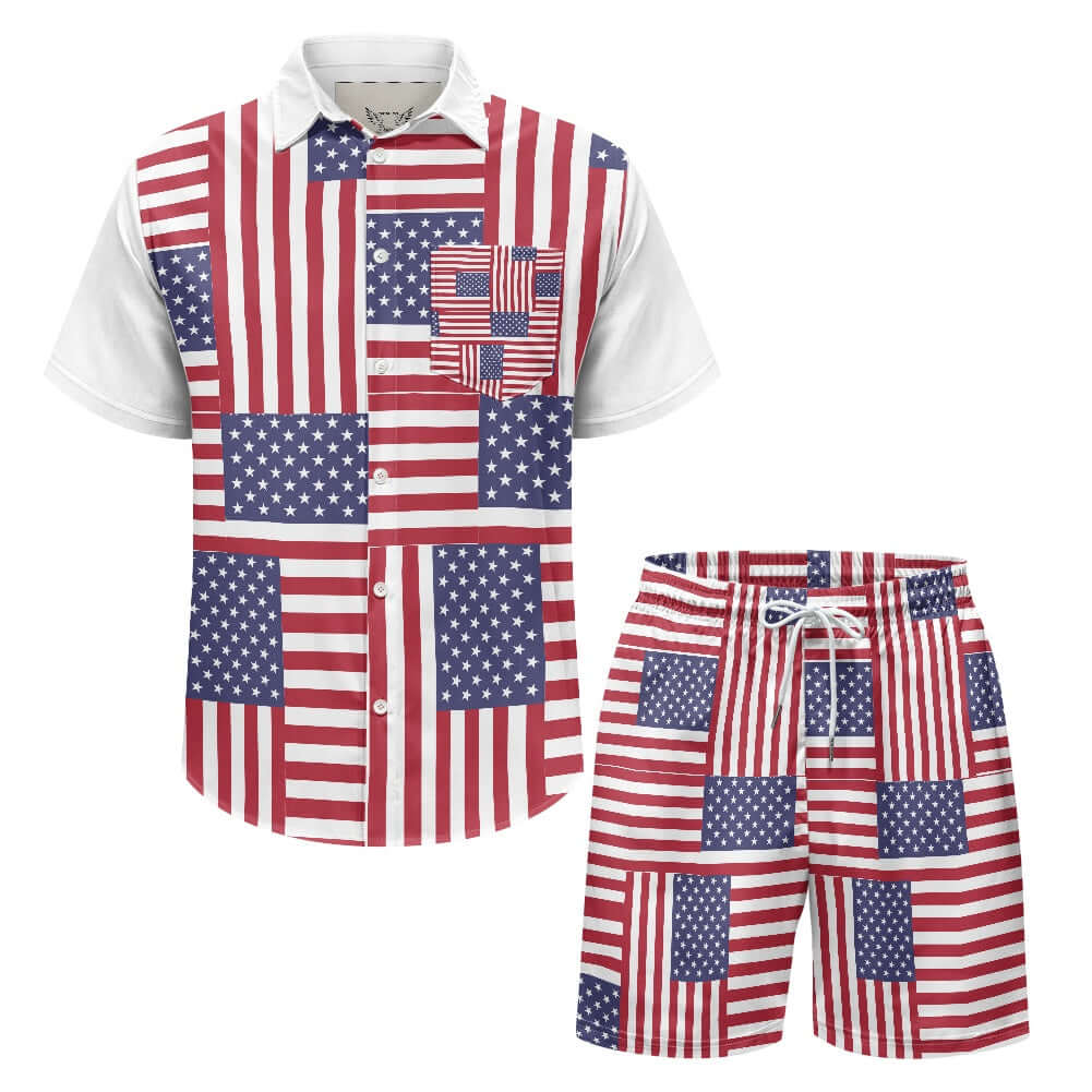 red-white-blue - Patriotic 4th of July Shorts Outfit Set for Men - mens short set at TFC&H Co.