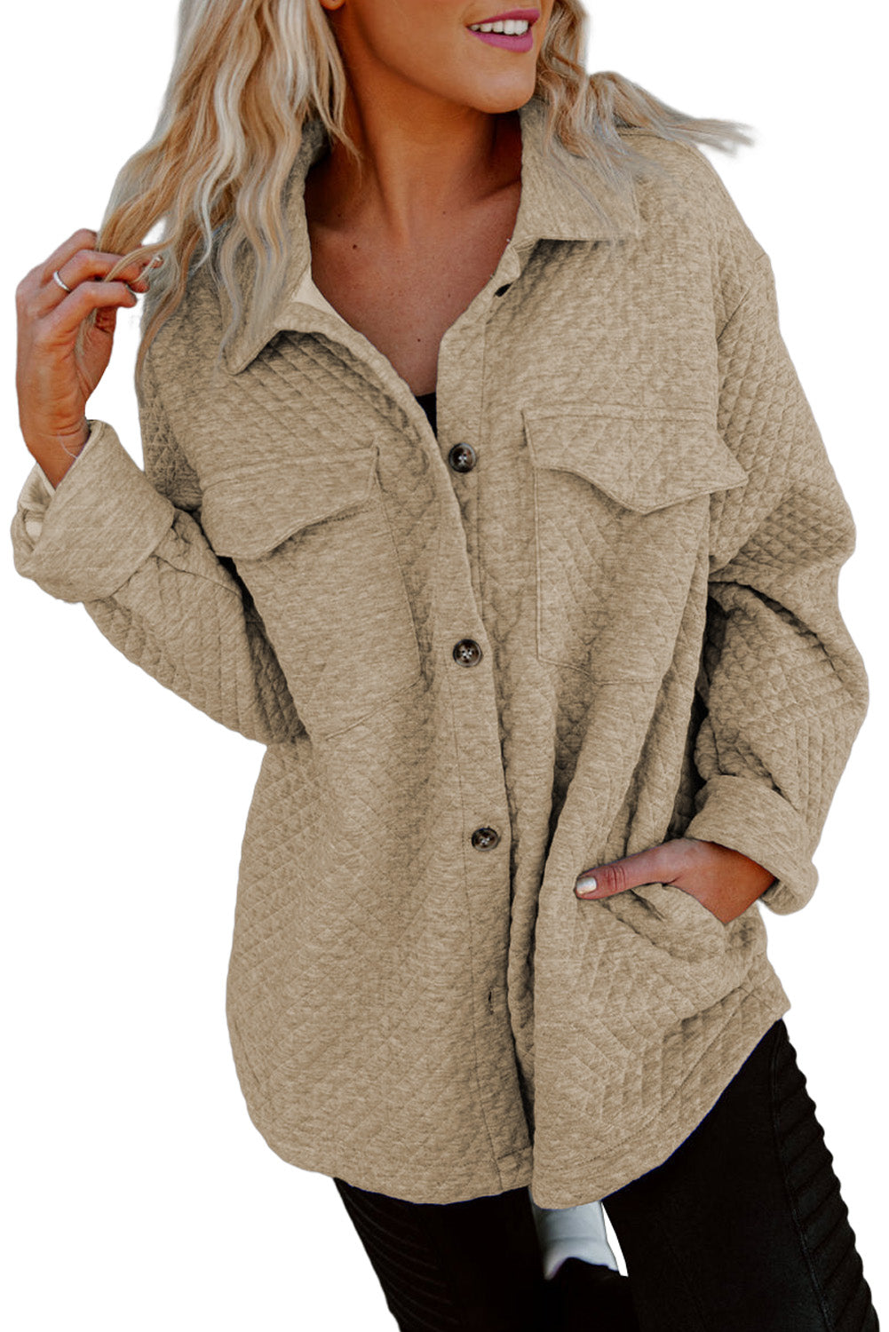 - Retro Quilted Flap Pocket Button Shacket - 4 colors - women's shacket at TFC&H Co.
