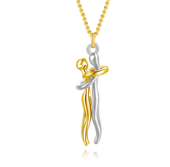 Gold Love Hug Couple Men's and Women's Necklace - necklace at TFC&H Co.