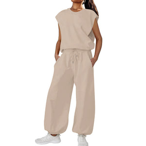 Oatmeal - Summer Loose Sleeveless Long Backless Jumpsuit with Pockets - womens jumpsuit at TFC&H Co.
