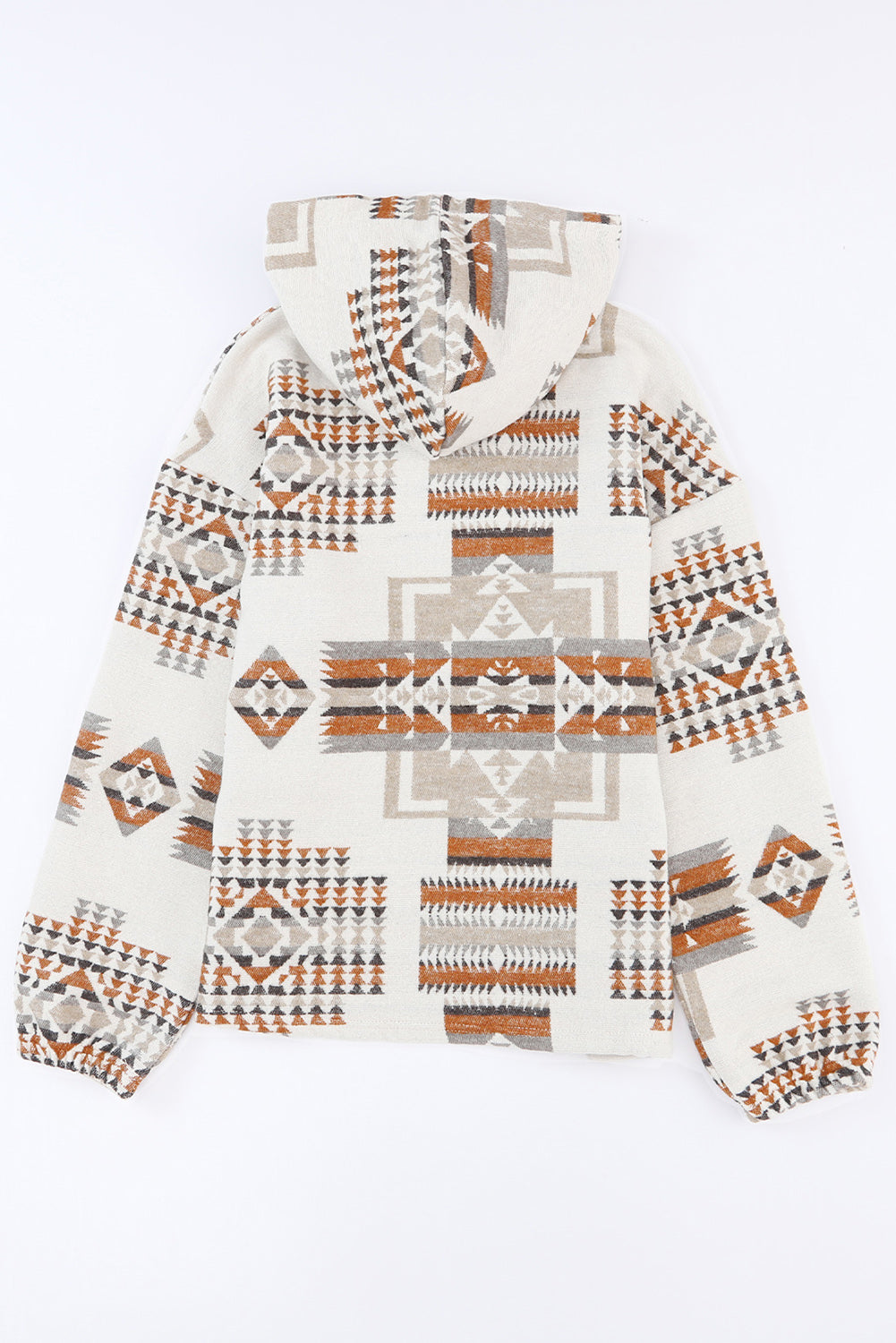 - Beige Aztec Print Kangaroo Pocket Half-Zip Hoodie - womens hoodie at TFC&H Co.