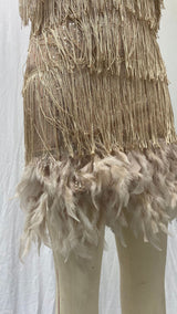 Beige - Fringe Sequins Sexy Feather V-neck Halter Party Dress for Women - womens dress at TFC&H Co.