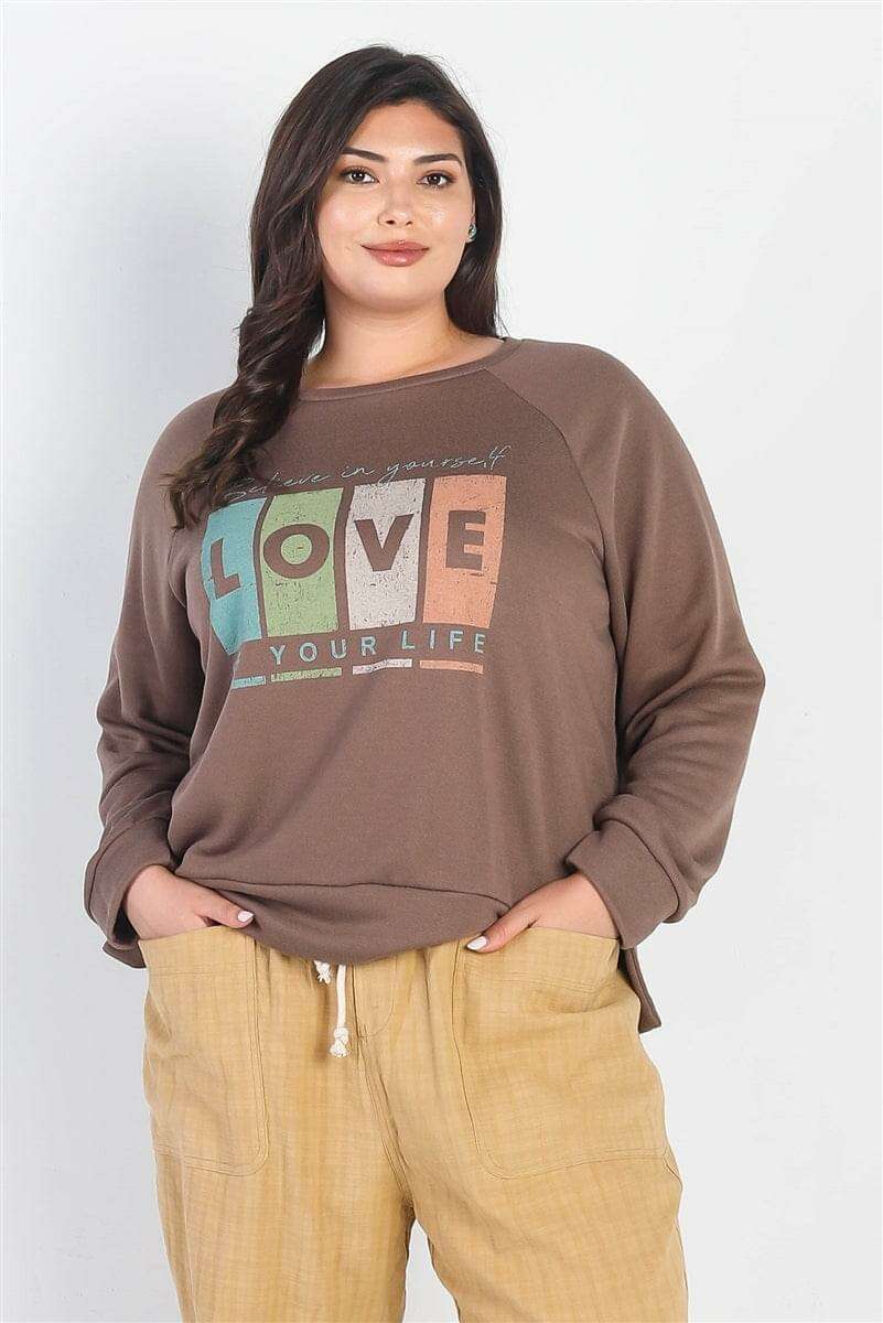 - "Believe In Yourself,4 Love Of Your Life" Long Sleeve Top Voluptuous (+) Plus Size - Ships from The US - womens shirt at TFC&H Co.