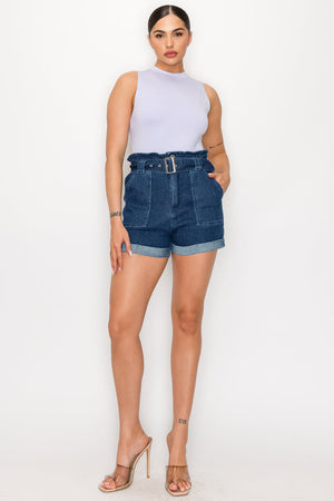 - Belted Paperbag Denim Shorts - 3 colors - Ships from The US - womens denim shorts at TFC&H Co.