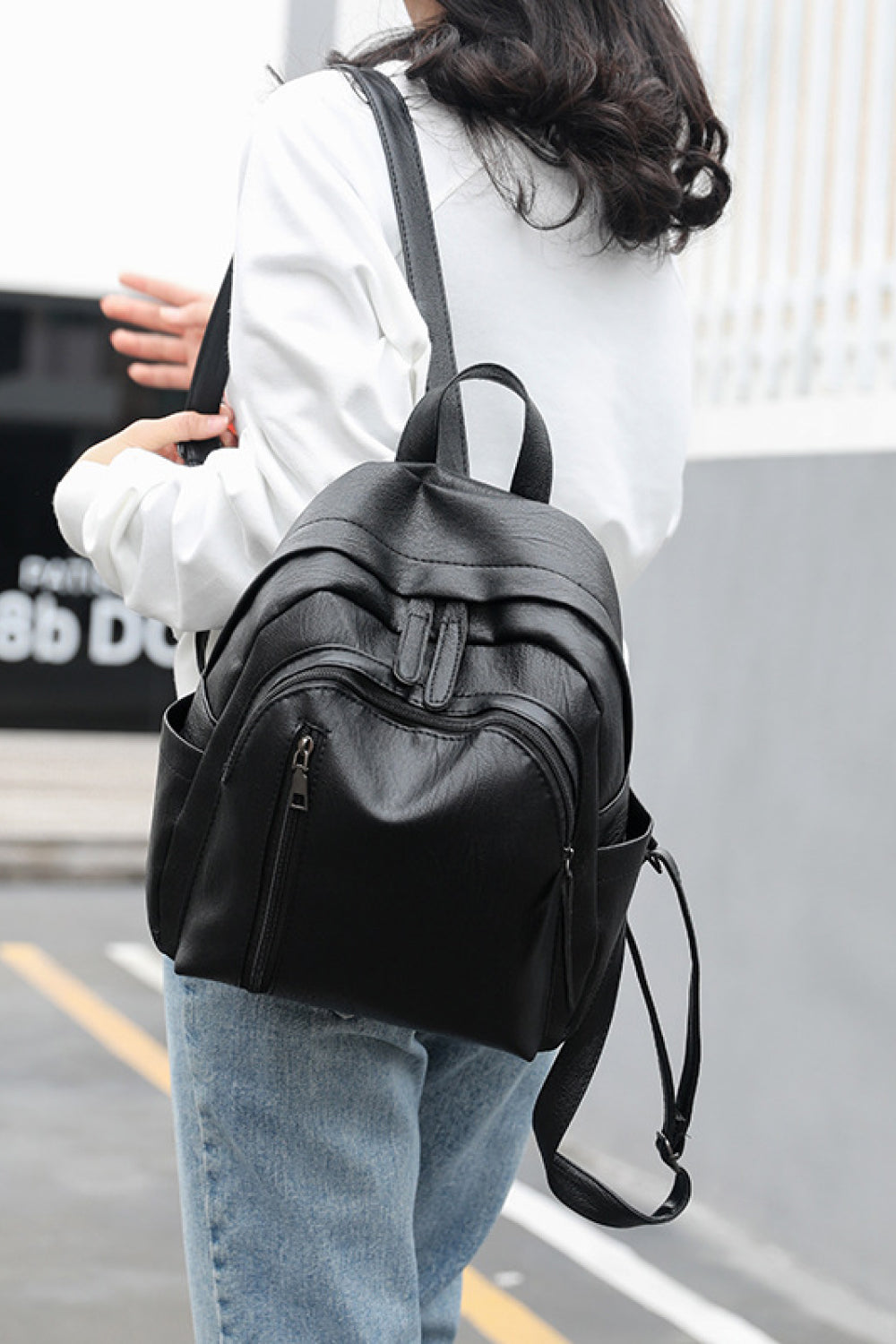 Black PU Leather Backpack - backpack at TFC&H Co.