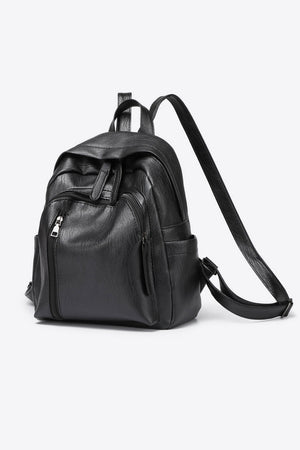 BLACK ONE SIZE Black PU Leather Backpack - backpack at TFC&H Co.