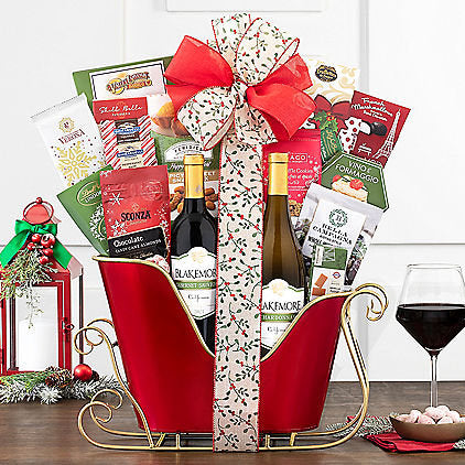 - Blakemore Winery Duet: Holiday Sleigh Wine Basket - Gift basket at TFC&H Co.