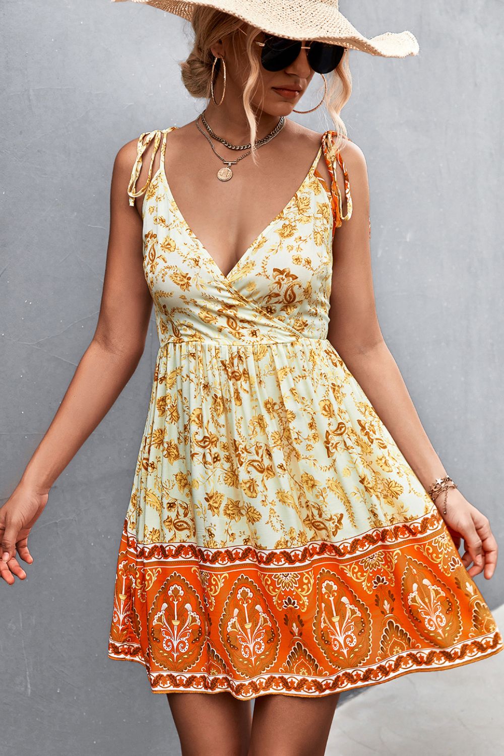 BUTTER YELLOW - Bohemian Tie Shoulder Surplice Backless Dress - 2 colors - womens dress at TFC&H Co.