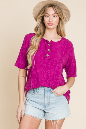 MAGENTA BOMBOM At The Fair Animal Textured Top - Ships from The US - women's shirt at TFC&H Co.