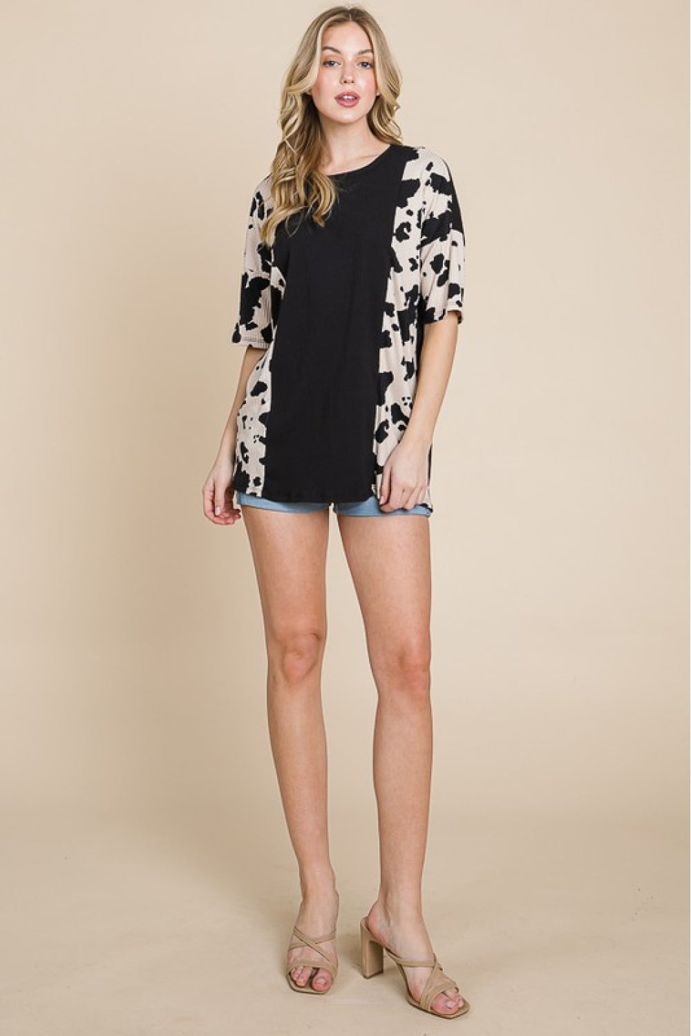 BOMBOM Rodeo Love Ribbed Animal Contrast Tee - Ships from The US - women's shirts at TFC&H Co.