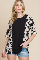 BLACK BOMBOM Rodeo Love Ribbed Animal Contrast Tee - Ships from The US - women's shirts at TFC&H Co.
