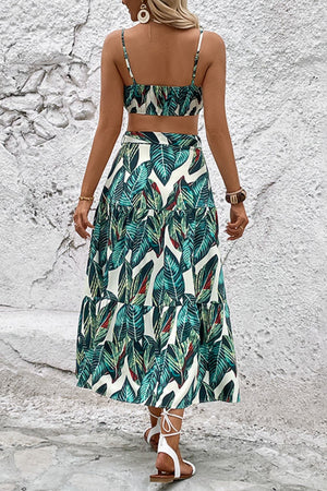 - Botanical Print Cami and Tiered Skirt Set - womens skirt set at TFC&H Co.