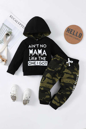 BLACK - Boys Letter Graphic Hoodie and Joggers Set - toddlers pants set at TFC&H Co.