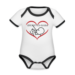 White/black Breastfed Baby Organic Contrast Short Sleeve Baby Bodysuit - 4 colors - infant onesie at TFC&H Co.