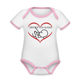 White pink - Breastfed Baby Organic Contrast Short Sleeve Baby Bodysuit - 4 colors - infant onesie at TFC&H Co.