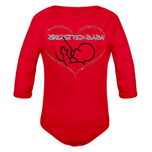 Red Breastfed Baby Organic Long Sleeve Baby Bodysuit - 9 colors - infant onesie at TFC&H Co.