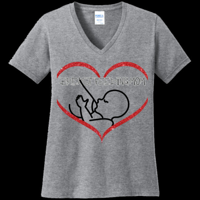 Women's V-Neck Athletic-Heather - Breastfeeding Mom V-Neck Tee - womens t-shirt at TFC&H Co.