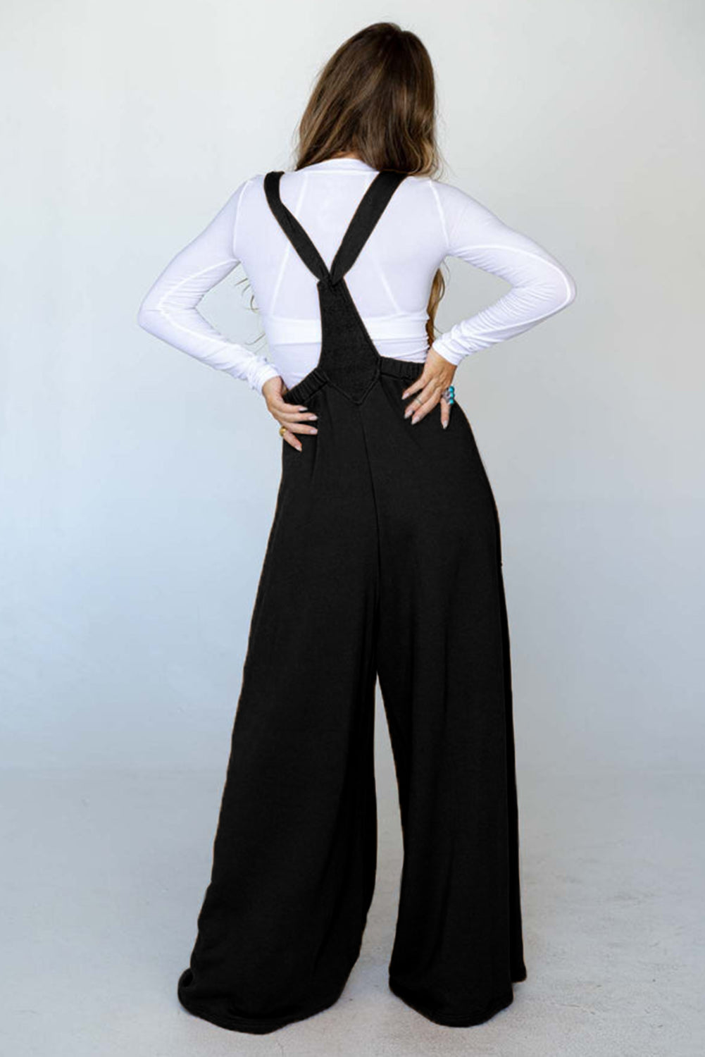 Patch Pocket Knot Strap Wide Leg Overall - Jumpsuits & Rompers at TFC&H Co.
