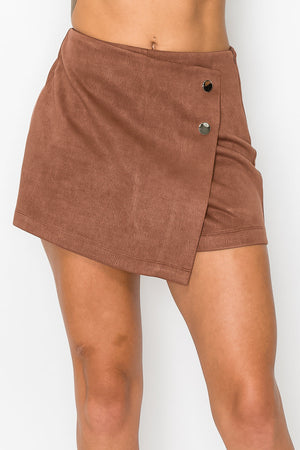 - Button-accented Asymmetrical Mini Skort - Ships from The USA - womens skort at TFC&H Co.