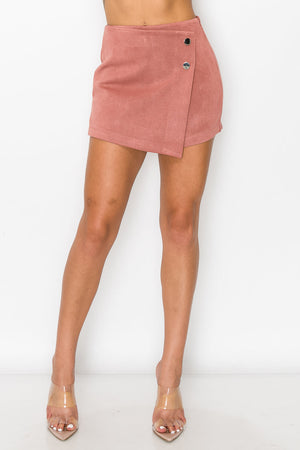 - Button-accented Asymmetrical Mini Skort - Ships from The USA - womens skort at TFC&H Co.