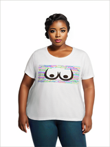 WHITE - Buxom Women’s Curvy T-Shirt - Ships from The US - Women’s Curvy T-Shirt | LAT 3804 at TFC&H Co.