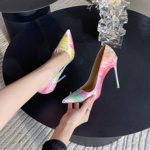 Women's Shallow Mouth Colorful Pointed Toe Stiletto High Heels - women's heels at TFC&H Co.