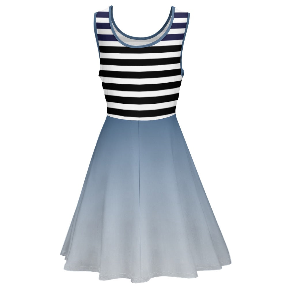- Ombre Striped Women's Round Neck Sleeveless Big Hem Dress - womens dress at TFC&H Co.