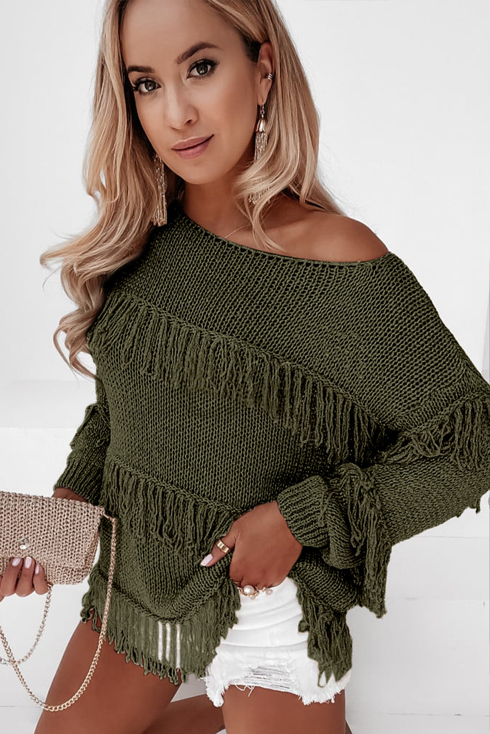 Boho Tasseled Knitted Sweater - women's sweater at TFC&H Co.
