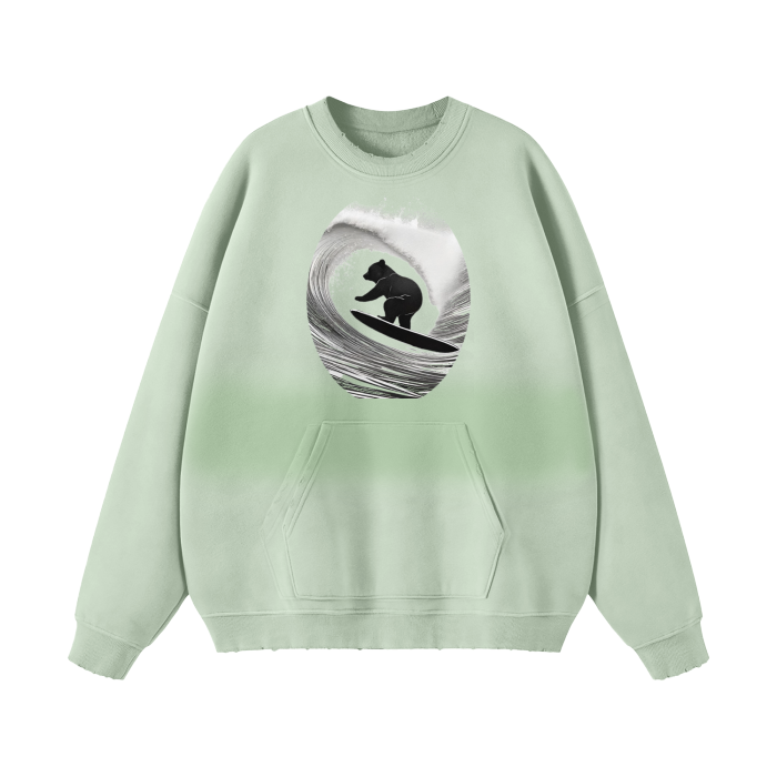 Light Green - Teddy Rip Streetwear Unisex Colored Gradient Washed Effect Pullover - unisex sweaters at TFC&H Co.